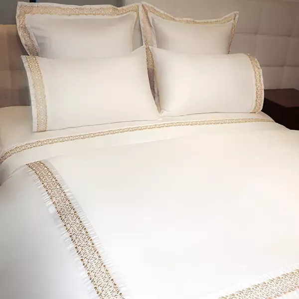 Nova Home Oriental Embroidery Duvet Cover Set - 100% Cotton, 400 Thread - King & Super King - 7 Pcs - White & Gold product thumbnail 3