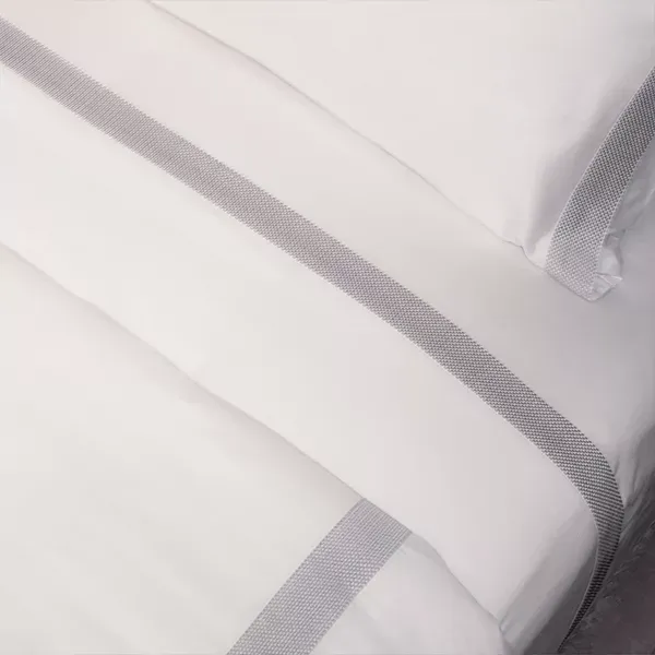 Nova Home Soft Embroidery Duvet Cover Set - 100% Cotton, 400 Thread - King & Super King - 7 Pcs - White & Grey product thumbnail 8