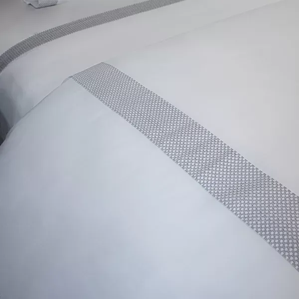 Nova Home Soft Embroidery Duvet Cover Set - 100% Cotton, 400 Thread - King & Super King - 7 Pcs - White & Grey product thumbnail 15