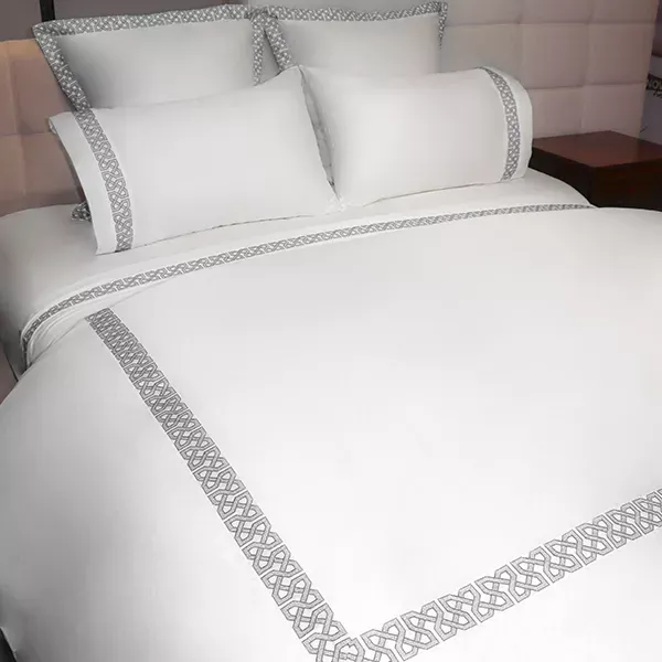 Nova Home Versace Embroidery Duvet Cover Set - 100% Cotton, 400 Thread - King & Super King - 7 Pcs - White & Grey product thumbnail 3