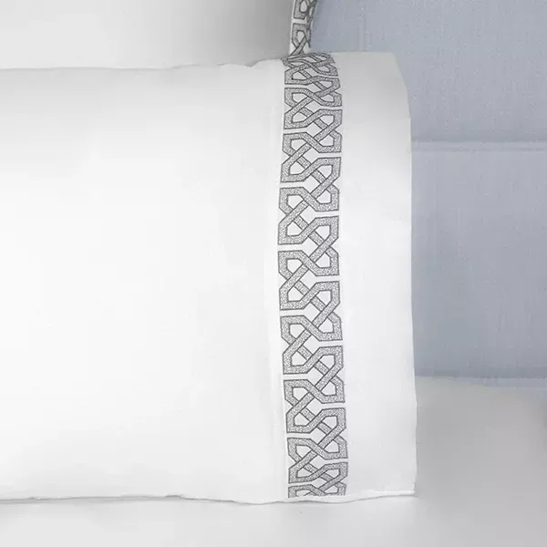 Nova Home Versace Embroidery Duvet Cover Set - 100% Cotton, 400 Thread - King & Super King - 7 Pcs - White & Grey product thumbnail 2