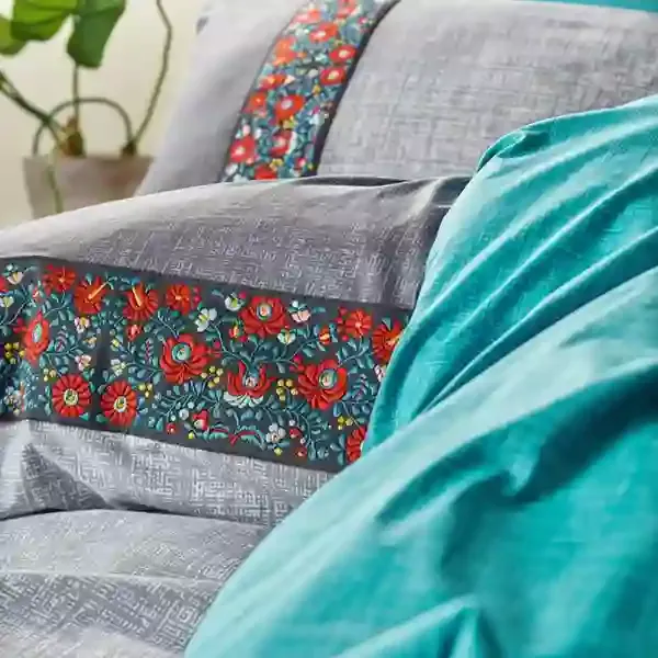 Nova Home Gri Duvet Cover Set - 100% Cotton - 4 Pcs - King & Super King - Grey product thumbnail 2