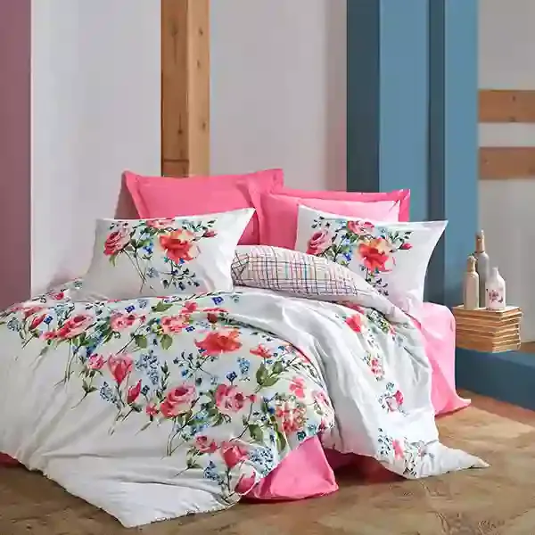 Nova Home "Pamela" Duvet Cover Set - 100% Cotton - White & Fuchia (Available in Sizes) product thumbnail 4