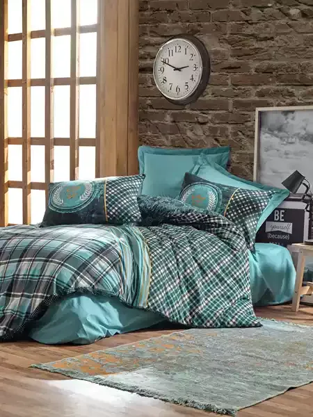 Nova Home Enrico Duvet Cover Set - 100% Cotton - 3 Pcs - Single & Twin - Blue product thumbnail 4