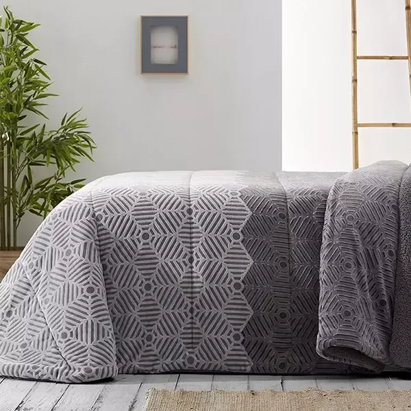 Manterol Doko Velvet To Sherpa Winter Comforter Set - 3 Pcs - King & Super King - Grey (044 - 12) product thumbnail 3