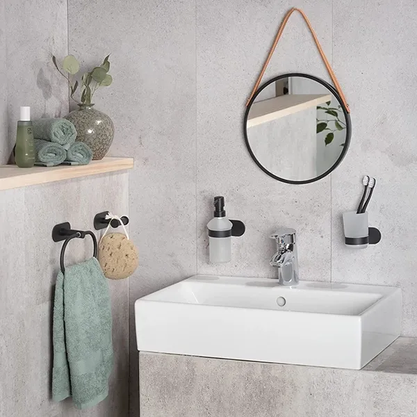 Wenko Orea Turbo-Loc Towel Rail - Stainless Steel - Black Matt product thumbnail 4