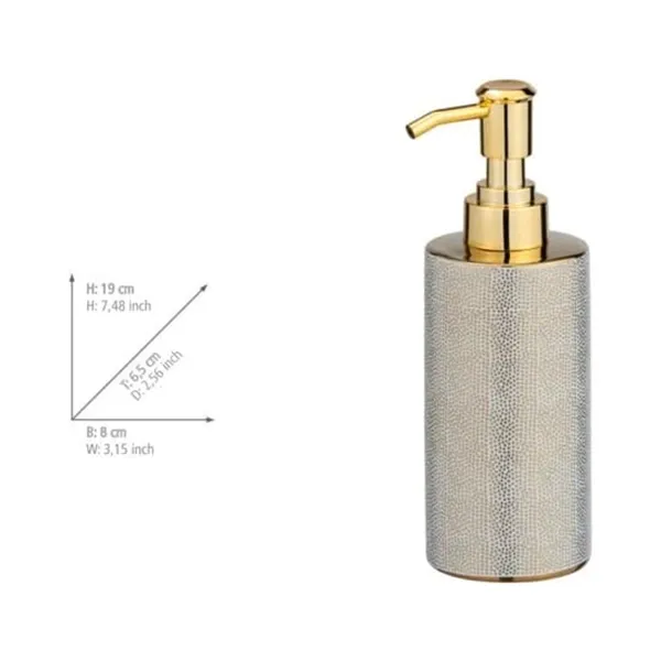 Wenko Nuria Ceramic Liquid Soap Dispenser - 300 ML - Gold & White product thumbnail 2