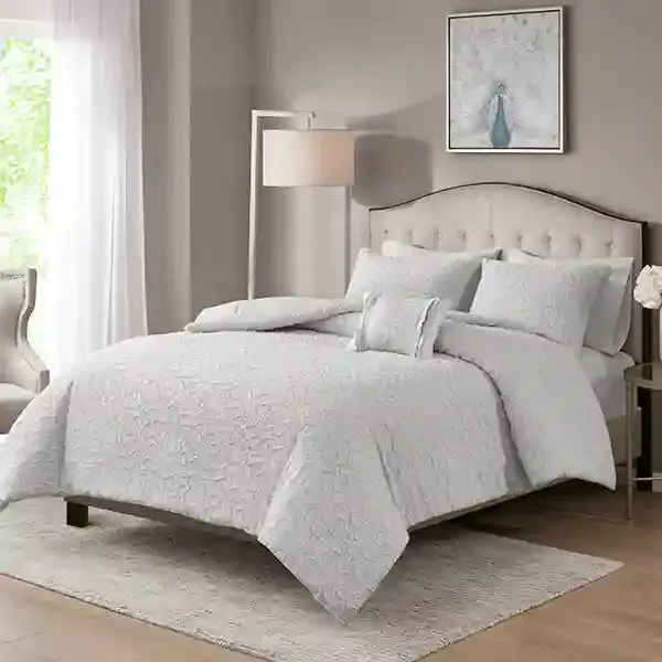 Nova Home Florence Jacquard Cotton Comforter Set - 7 Pcs - King & Super King - Grey product thumbnail 4