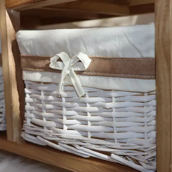 Weva "Keenan" Wood Storage Cabinet With 2 Drawers & 2 Baskets - Beige product thumbnail 4
