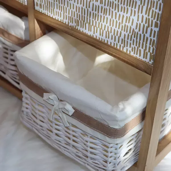 Weva "Keenan" Wood Storage Cabinet With 2 Drawers & 2 Baskets - Beige product thumbnail 8