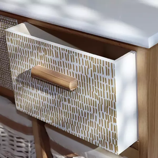 Weva "Keenan" Wood Storage Cabinet With 2 Drawers & 2 Baskets - Beige product thumbnail 3