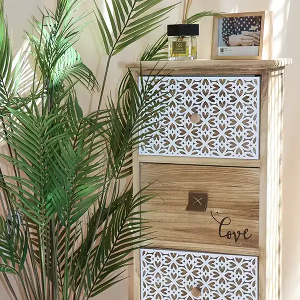Weva "Luxen" Wood Storage Cabinet With 4 Drawers - Beige product thumbnail 2