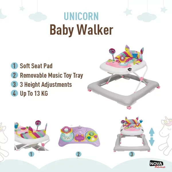 Nova Home Unicorn Baby Wallker - Pink product thumbnail 4