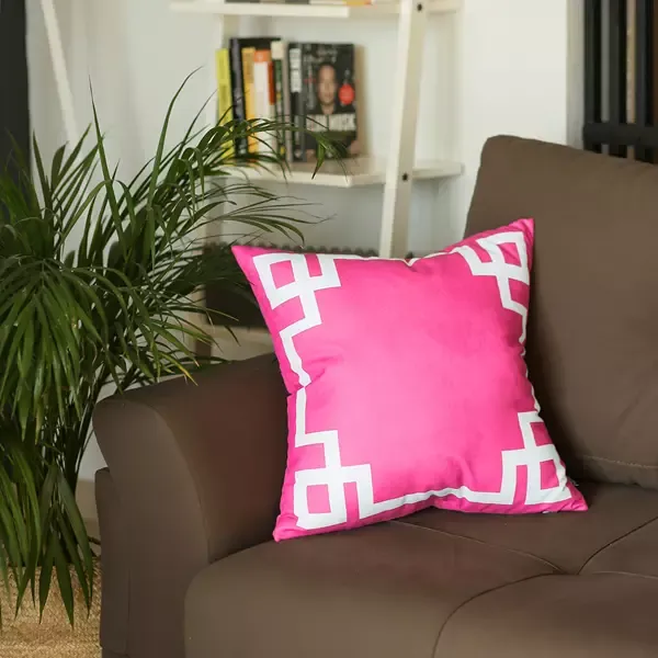 Nova Home Geometric Story Printed Cushion Cover - 45x45 cm - Pink product thumbnail 3