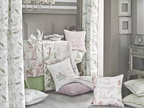 Nova Home Magic Peonies Printed Cushion Cover - 45x45 cm - Mint & White product thumbnail 3
