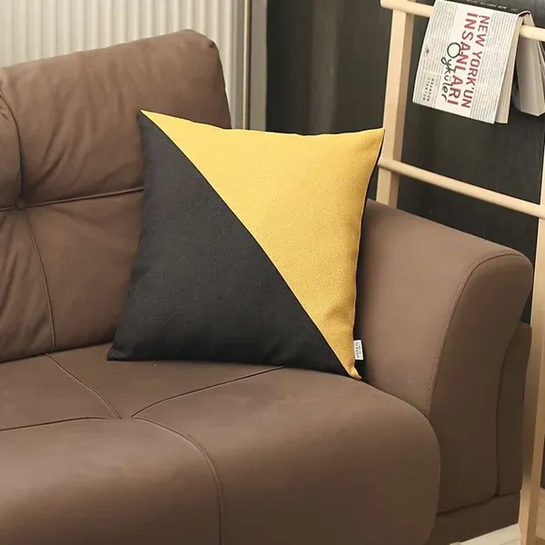 Nova Home Boho Chic Jacquard Cushion Cover - 45x45 cm - Black & yellow product thumbnail 2
