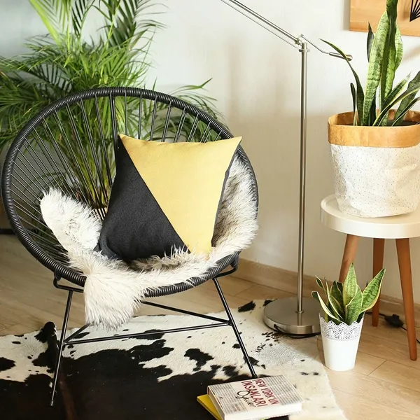 Nova Home Boho Chic Jacquard Cushion Cover - 45x45 cm - Black & yellow product thumbnail 3