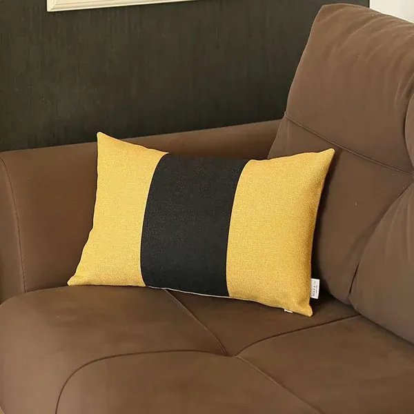 Nova Home Boho Chic Jacquard Cushion Cover - 30x50 cm - Black & Yellow product thumbnail 2