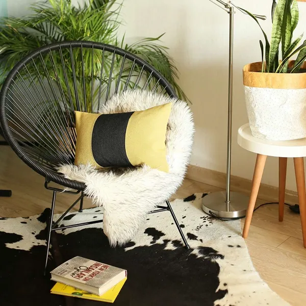 Nova Home Boho Chic Jacquard Cushion Cover - 30x50 cm - Black & Yellow product thumbnail 3