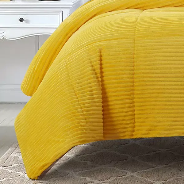 Nova Home Campo Cordroy Flannel Winter Comforter Set - Yellow (Available in Sizes) product thumbnail 3