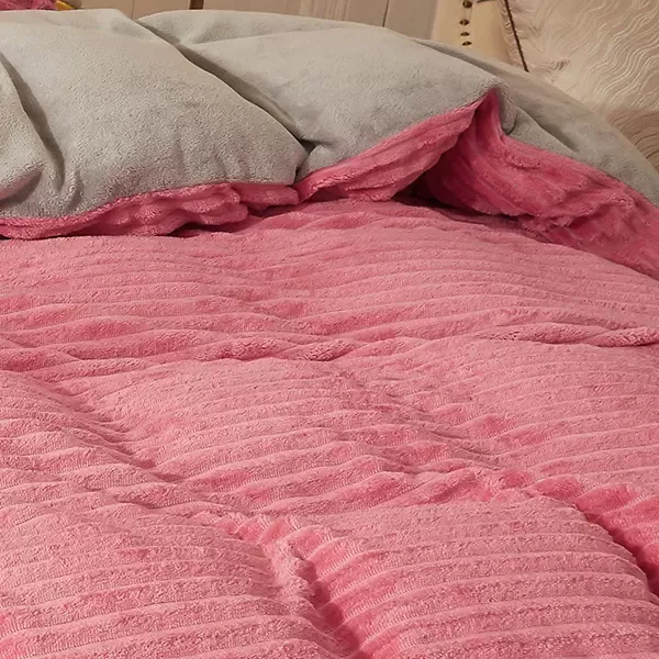 Nova Home Campo Cordroy Flannel Winter Duvet Cover Set - Single & Twin - 3 Pcs - Rose product thumbnail 6