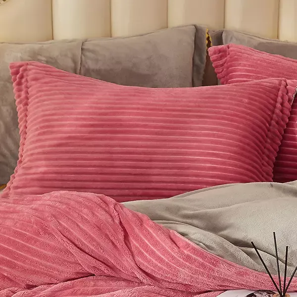 Nova Home Campo Cordroy Flannel Winter Duvet Cover Set - King & Super King - 4 Pcs - Rose product thumbnail 7
