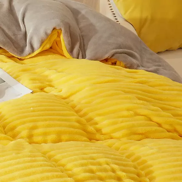 Nova Home Campo Cordroy Flannel Winter Duvet Cover Set - King & Super King - 4 Pcs - Yellow product thumbnail 6