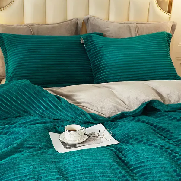 Nova Home Campo Cordroy Flannel Winter Duvet Cover Set - Green (Available in Sizes) product thumbnail 5
