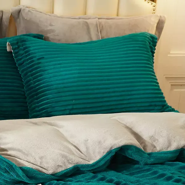 Nova Home Campo Cordroy Flannel Winter Duvet Cover Set - King & Super King - 4 Pcs - Green product thumbnail 7