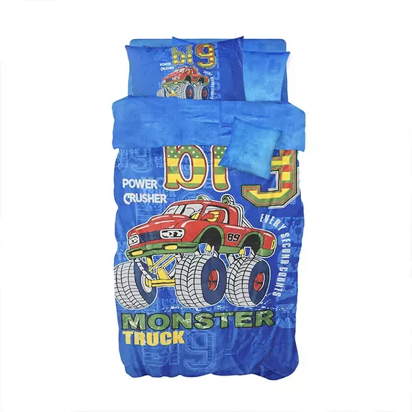 Nova Home Monster Truck Printed Velvet Flannel Winter Comforter Set - Single & Twin - 5 Pcs - Blue product thumbnail 2