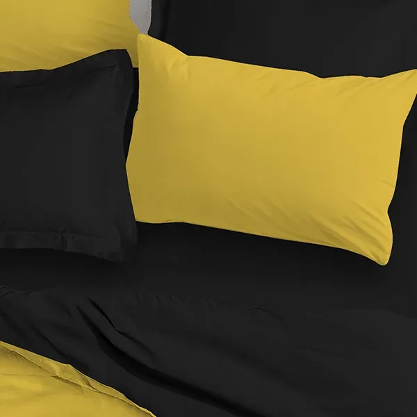 Nova Home Plain Plain Comforter Set - 100% Cotton - King & Super King - Mustard & Black product thumbnail 3