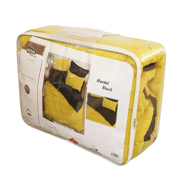 Nova Home "Plain" Plain Comforter Set - 100% Cotton - Mustard & Black (Available In Sizes) product thumbnail 5