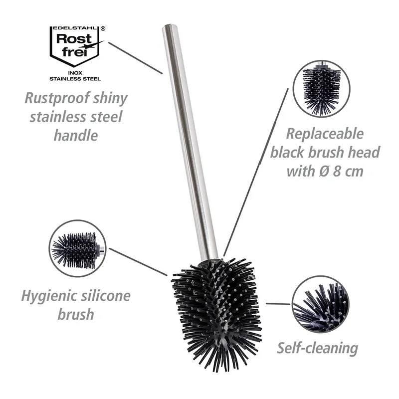 Wenko Toilet Brush Head with Stainless Steel Handle – Shiny Black product thumbnail 3