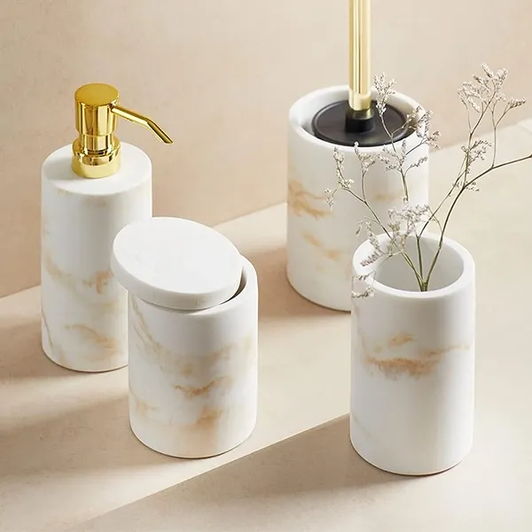 Wenko Odos Liquid Soap Dispenser - 290 ML - White & Gold product thumbnail 2