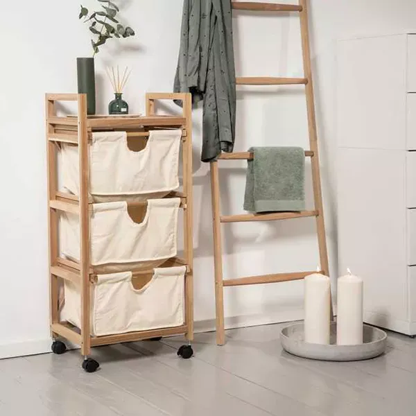 Wenko "Acina" 3 Drawers Trolly - Wood - Brown & Cream product thumbnail 4