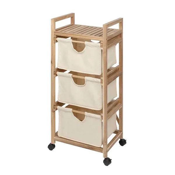 Wenko "Acina" 3 Drawers Trolly - Wood - Brown & Cream product thumbnail 2