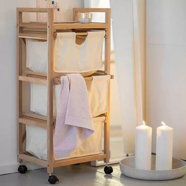 Wenko "Acina" 3 Drawers Trolly - Wood - Brown & Cream product thumbnail 3