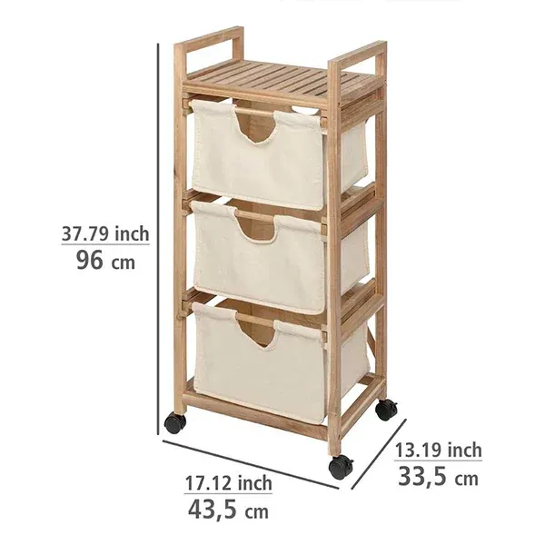 Wenko "Acina" 3 Drawers Trolly - Wood - Brown & Cream product thumbnail 8