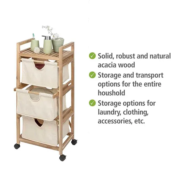 Wenko "Acina" 3 Drawers Trolly - Wood - Brown & Cream product thumbnail 9