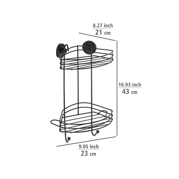 Wenko Vacuum-Loc 2-Tier Corner Rack - Black product thumbnail 3