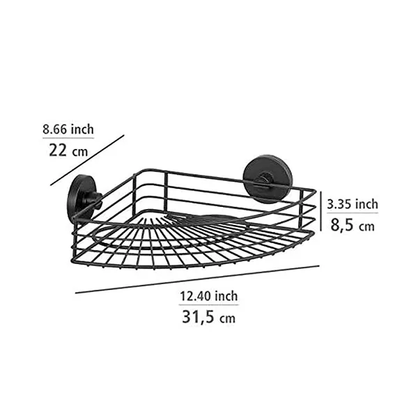 Wenko Vacuum-Loc Corner Shelf Bari - Black product thumbnail 3