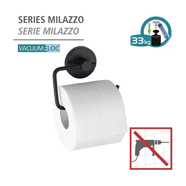 Wenko Vacuum-Loc Toilet Paper Holder Milazzo - Black product thumbnail 2