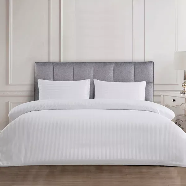 Nova Home "UltraStripe" Hotel Style Duvet Cover Set - King - 3 Pcs - White product thumbnail 4
