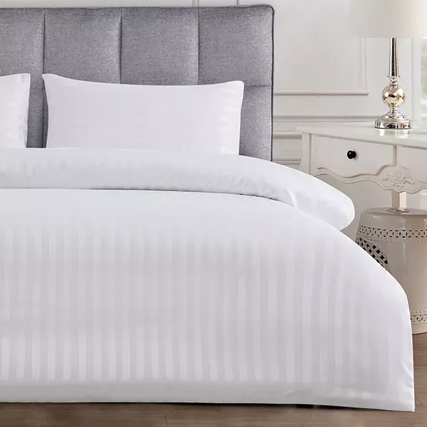 Nova Home "UltraStripe" Hotel Style Duvet Cover Set - Queen - 3 Pcs - White product thumbnail 2