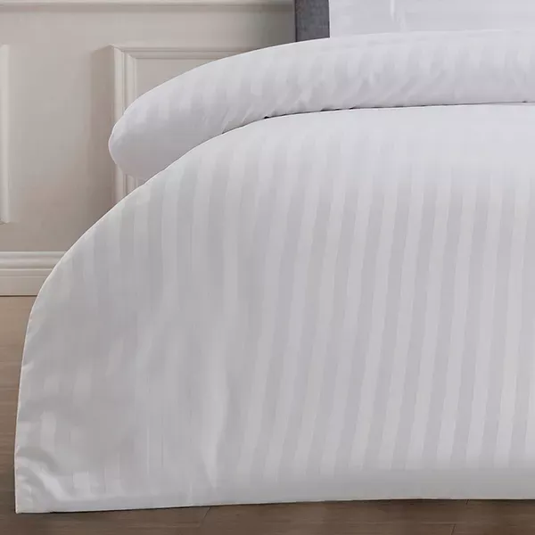 Nova Home "UltraStripe" Hotel Style Duvet Cover Set - Queen - 3 Pcs - White product thumbnail 3
