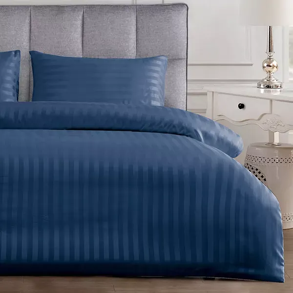 Nova Home "UltraStripe" Hotel Style Duvet Cover Set - Navy (Available in Sizes) product thumbnail 2