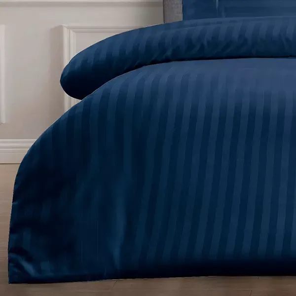 Nova Home "UltraStripe" Hotel Style Duvet Cover Set - Navy (Available in Sizes) product thumbnail 3