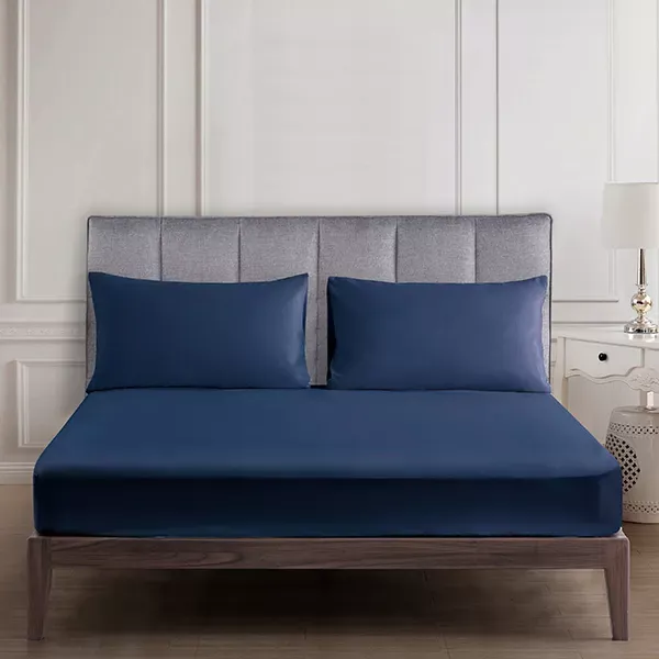 Nova Home UltraPlain Fitted Sheet Set - King & Super King - 3 Pcs - Navy product thumbnail 4