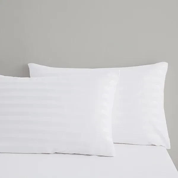 Nova Home "UltraStripe" Hotel Style Pillowcas Set - 50x75 cm - 2 Pcs - White product thumbnail 4