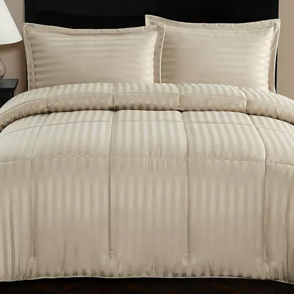 Nova Home "UltraStripe" Hotel Style Comforter Set - Sand (Available in Sizes) product thumbnail 4